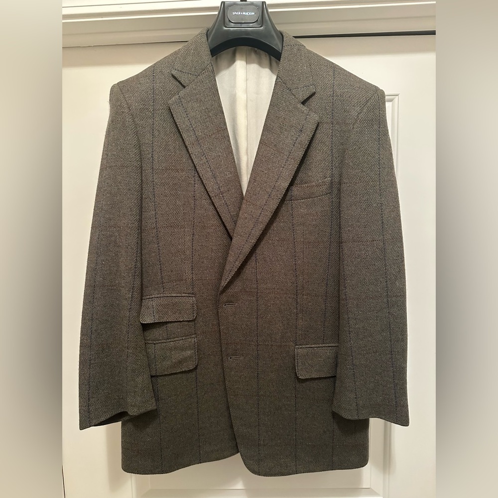 Turnbull & Asser (Bergdorf Goodman) England Made Windowpane Check Sportscoat 40R